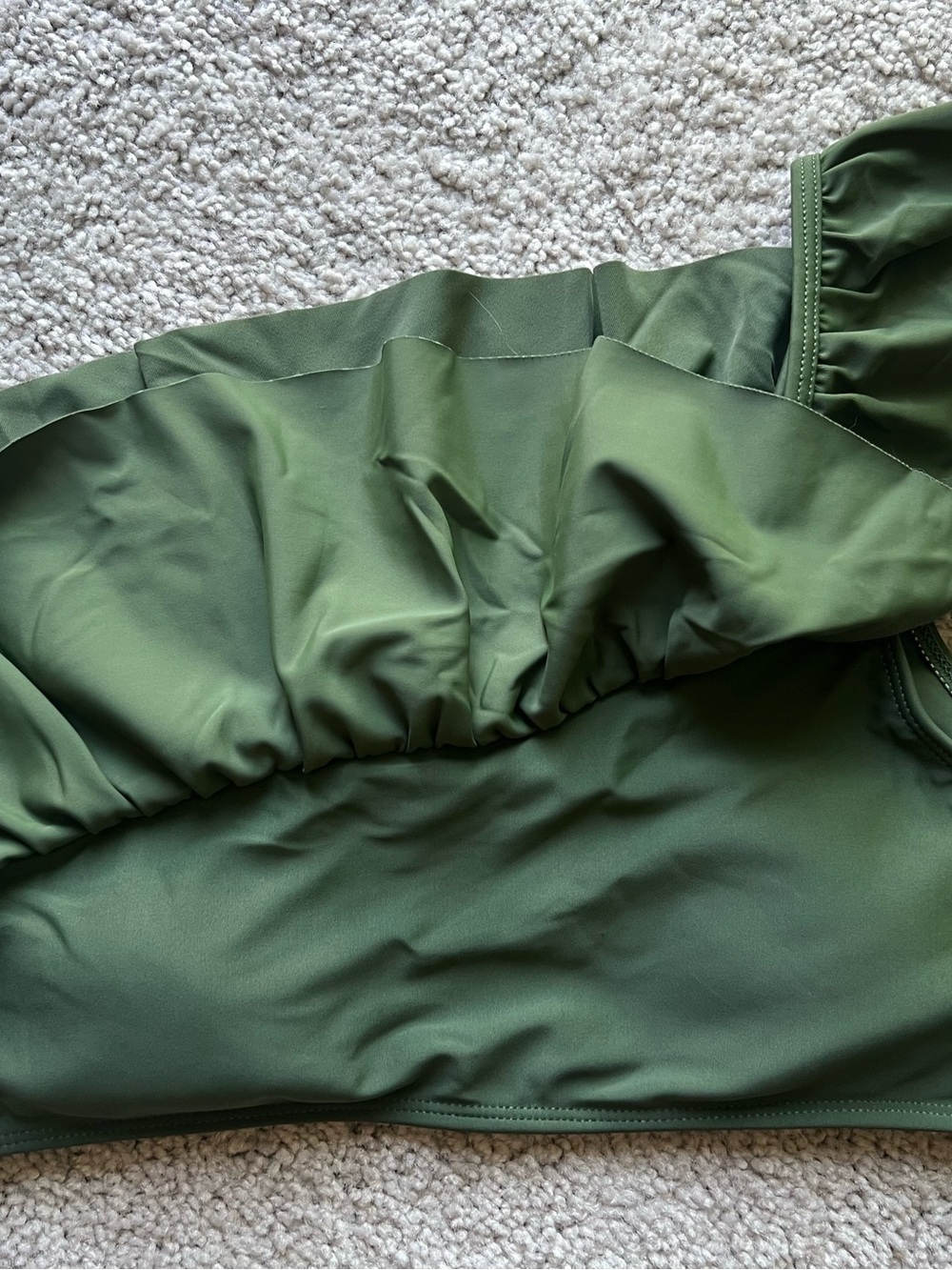 Olive Green One-Shoulder Ruffle Bikini Set - Picture 6 of 7
